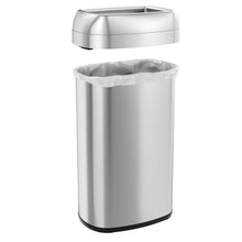 Load image into Gallery viewer, 16 Gallon / 61 Liter Stainless Steel Elliptical Open Top Trash Can lid off