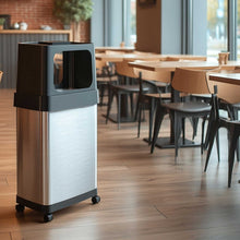 Load image into Gallery viewer, 18 Gallon Dual Side-Entry Rectangular Stainless Steel Trash Can  in restaurant