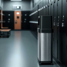 Load image into Gallery viewer, 18 Gallon Dual Side-Entry Rectangular Stainless Steel Trash Can in gym