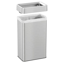 Load image into Gallery viewer, 18 Gallon / 68 Liter Rectangular Stainless Steel Open Top Trash Can with Dual Odor Filters removable lid