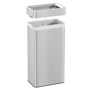 21 Gallon / 80 Liter Stainless Steel Rectangular Open Top Trash Can with Dual Odor Filters removable lid