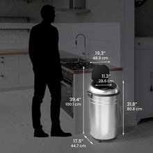 Load image into Gallery viewer, HLS Commercial 23 Gallon Sensor Trash Can with Wheels dimensions