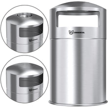 Load image into Gallery viewer, 50 Gallon Outdoor Dual Side-Entry Stainless Steel Round Trash Can with Removable Ashtray
