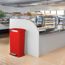 Load image into Gallery viewer, 13.2 Gallon / 50 Liter Step Pedal Trash Can (Red Plastic) in cafeteria foodservice hotel buffet restaurant