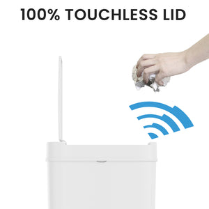 3 Gallon / 10 Liter White Plastic Sensor Trash Can 100% touchless lid