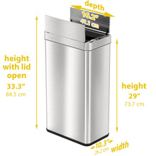 Load image into Gallery viewer, HLS Commercial 18 Gal Sensor Waste Receptacle with dimensions