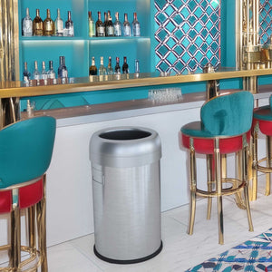 13 Gallon Stainless Steel Round Open Top Trash Can with Dual Odor Filters in restaurant hotel bar