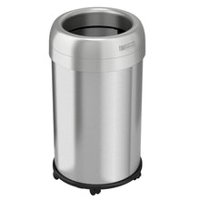 Load image into Gallery viewer, 13 Gallon / 49 Liter Round Stainless Steel Open Top Trash Can with Wheels and Dual Odor Filters