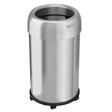 13 Gallon / 49 Liter Round Stainless Steel Open Top Trash Can with Wheels and Dual Odor Filters