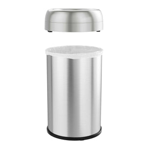 13 Gallon Stainless Steel Round Open Top Trash Can with Dual Odor Filters with lid remove