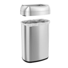 Load image into Gallery viewer, 13 Gallon / 49 Liter Stainless Steel Elliptical Open Top Trash Can lid off