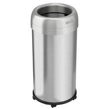 Load image into Gallery viewer, 16 Gallon / 61 Liter Round Stainless Steel Open Top Trash Can with Wheels and Dual Odor Filters