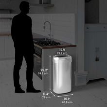 Load image into Gallery viewer, 16 Gallon / 61 Liter Stainless Steel Elliptical Open Top Trash Can dimensions