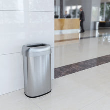 Load image into Gallery viewer, 16 Gallon / 61 Liter Stainless Steel Elliptical Open Top Trash Can in office