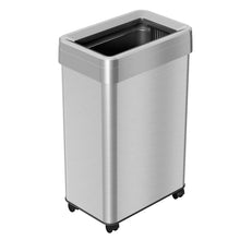 Load image into Gallery viewer, 16 Gallon / 61 Liter Rectangular Stainless Steel Open Top Trash Can with Wheels and Dual Odor Filters