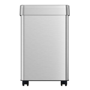 16 Gallon / 61 Liter Rectangular Stainless Steel Open Top Trash Can with Wheels and Dual Odor Filters