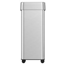 Load image into Gallery viewer, 16 Gallon / 61 Liter Rectangular Stainless Steel Open Top Trash Can with Wheels and Dual Odor Filters