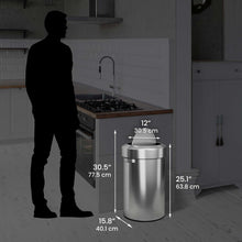 Load image into Gallery viewer, 17 Gallon Stainless Steel Swing Top Trash Can dimensions