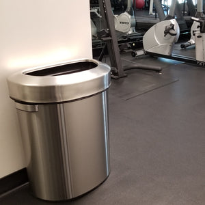 18 Gallon Stainless Steel Semi-Round Open Top in gym