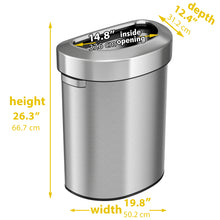 Load image into Gallery viewer, 18 Gallon Stainless Steel Semi-Round Open Top dimensions