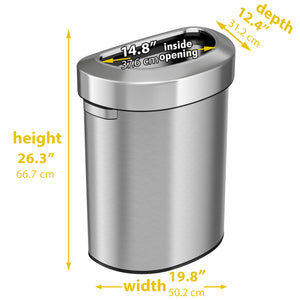 18 Gallon Stainless Steel Semi-Round Open Top dimensions