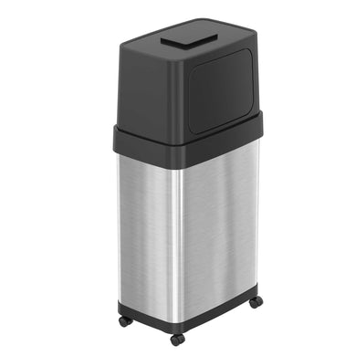 18 Gallon Dual Push Door Rectangular Stainless Steel Trash Can with AbsorbX Odor Control and Wheels