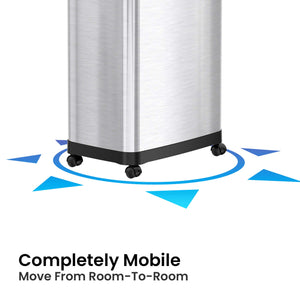 18 Gallon Dual Push Door Rectangular Stainless Steel Trash Can with AbsorbX Odor Control and Wheels completely mobile