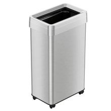 Load image into Gallery viewer, 18 Gallon / 68 Liter Rectangular Stainless Steel Open Top Trash Can with Wheels and Dual Odor Filters