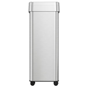 18 Gallon / 68 Liter Rectangular Stainless Steel Open Top Trash Can with Wheels and Dual Odor Filters