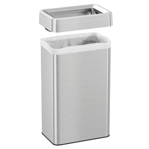 18 Gallon / 68 Liter Rectangular Stainless Steel Open Top Trash Can with Dual Odor Filters removable lid