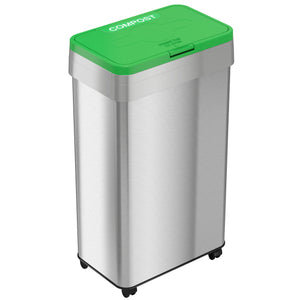 21 Gallon / 80 Liter Rectangular Stainless Steel Open Compost Bin with Wheels and Dual Odor Filters