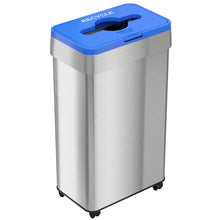 Load image into Gallery viewer, 21 Gallon / 80 Liter Rectangular Stainless Steel Open Top Recycle Bin with Wheels and Dual Odor Filters