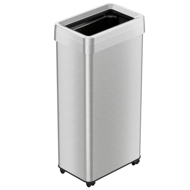 21 Gallon / 80 Liter Rectangular Stainless Steel Open Top Trash Can with Wheels and Dual Odor Filters