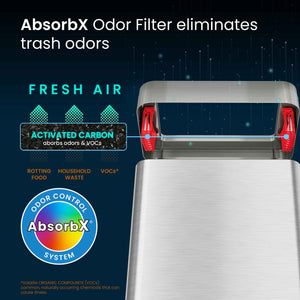 21 Gallon Stainless Steel Rectangular Open Top  Recycle Bin AbsorbX odor filter eliminates trash odors