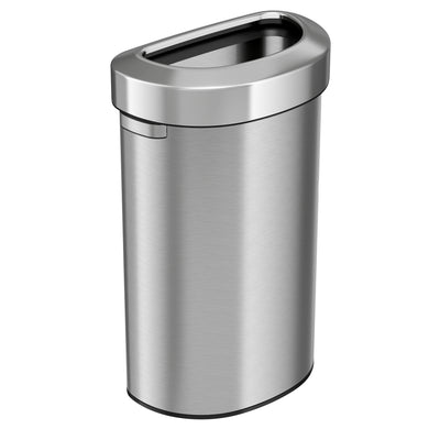 23 Gallon Stainless Steel Semi-Round Open Top Trash Can