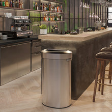 Load image into Gallery viewer, 23 Gallon Stainless Steel Semi-Round Open Top Trash Can in restaurant