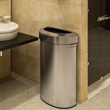 Load image into Gallery viewer, 23 Gallon Stainless Steel Semi-Round Open Top Trash Can in restroom