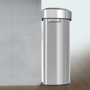 23 Gallon Stainless Steel Semi-Round Open Top Trash Can in office