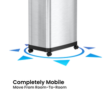 Load image into Gallery viewer,  HLS24DPO stainless steel trash can with caster wheels for easy mobility and convenient room-to-room transport.