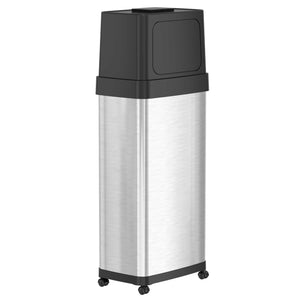 24 Gallon Dual Push Door Rectangular Stainless Steel Trash Can with AbsorbX Odor Control and Wheels