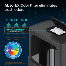 Load image into Gallery viewer, HLS24DPO trash can featuring the AbsorbX activated carbon odor filter system designed to absorb unpleasant trash odors 
