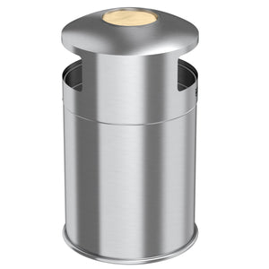 50 Gallon Indoor Dual Side-Entry Stainless Steel Round Trash Can with Removable Ashtray 