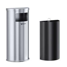 Load image into Gallery viewer, 9 Gallon Stainless Steel Half-Round Side-Entry Trash Can with removable inner bin