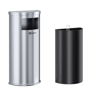 9 Gallon Stainless Steel Half-Round Side-Entry Trash Can with removable inner bin