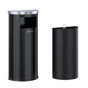 9 Gallon Black Powder-Coated Steel Half-Round Side-Entry Trash Can with removable inner bucket