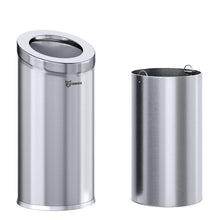 Load image into Gallery viewer, 15 Gallon Stainless Steel Round Beveled Open Top Trash Can with removable inner bucket