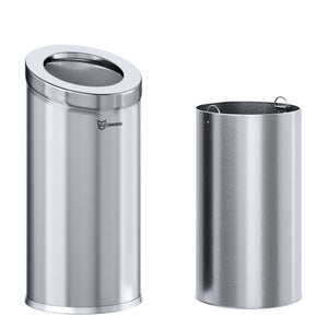 15 Gallon Stainless Steel Round Beveled Open Top Trash Can with removable inner bucket