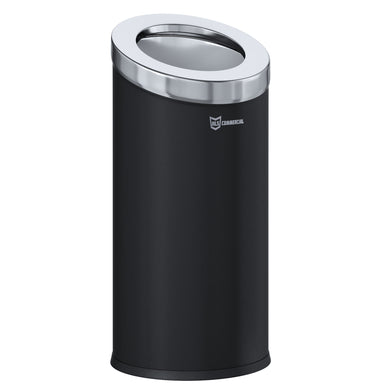 15 Gallon Black Powder-Coated Steel Round Beveled Open Top Trash Can