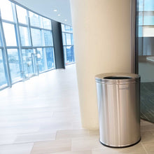 Load image into Gallery viewer, 26 Gallon Stainless Steel Round Open Top Trash Can in office lobby