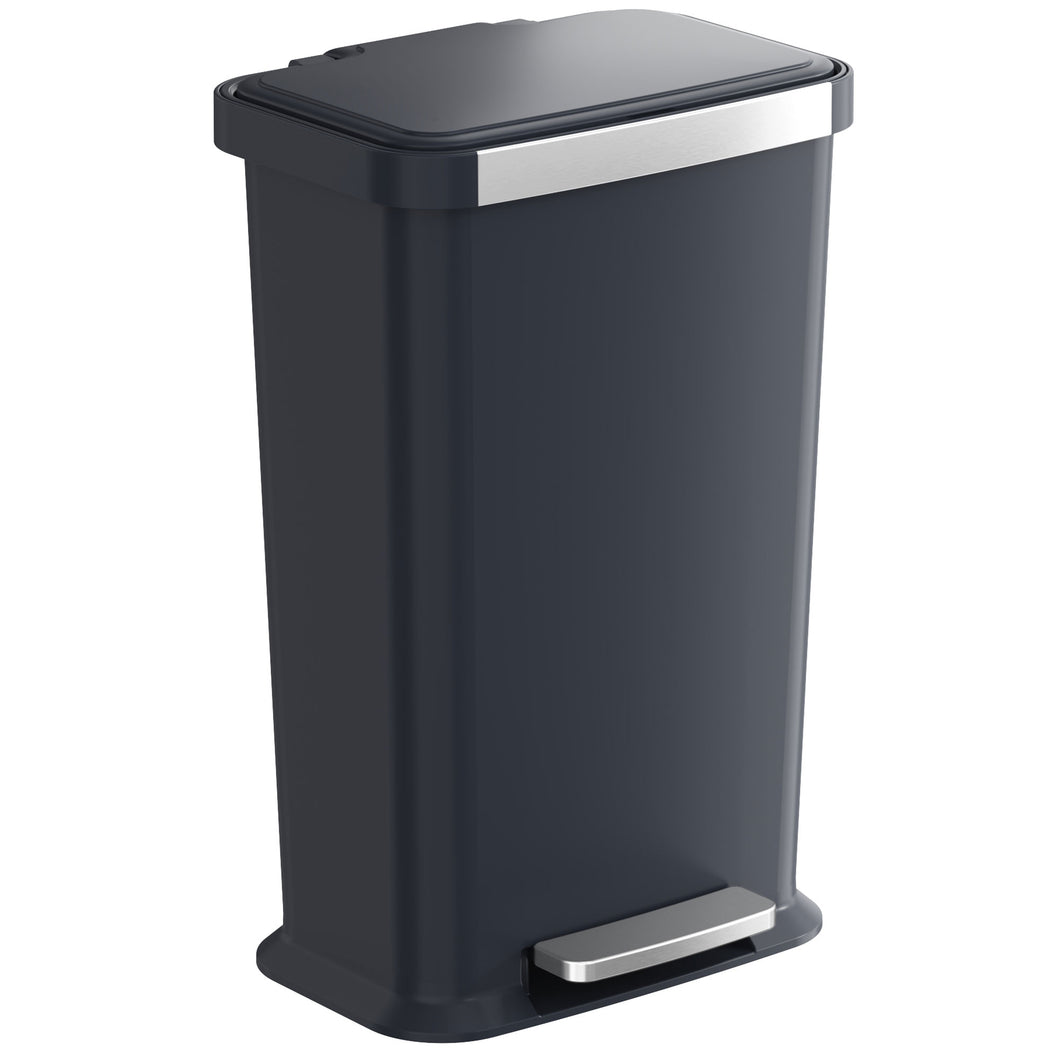 HLS Commercial 13.2 Gallon / 50 Liter Step Pedal Trash Can (Black Plastic)